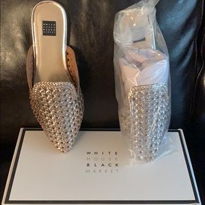 White House Black Market Gold Mules Size 8